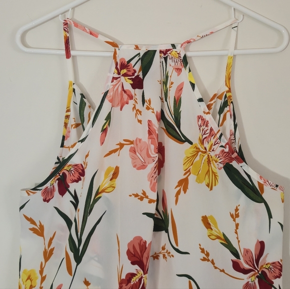 Emery Rose 1XL Floral Halter Top Surplice Wrap Front Boho Tropical Summer Blouse - Picture 9 of 13